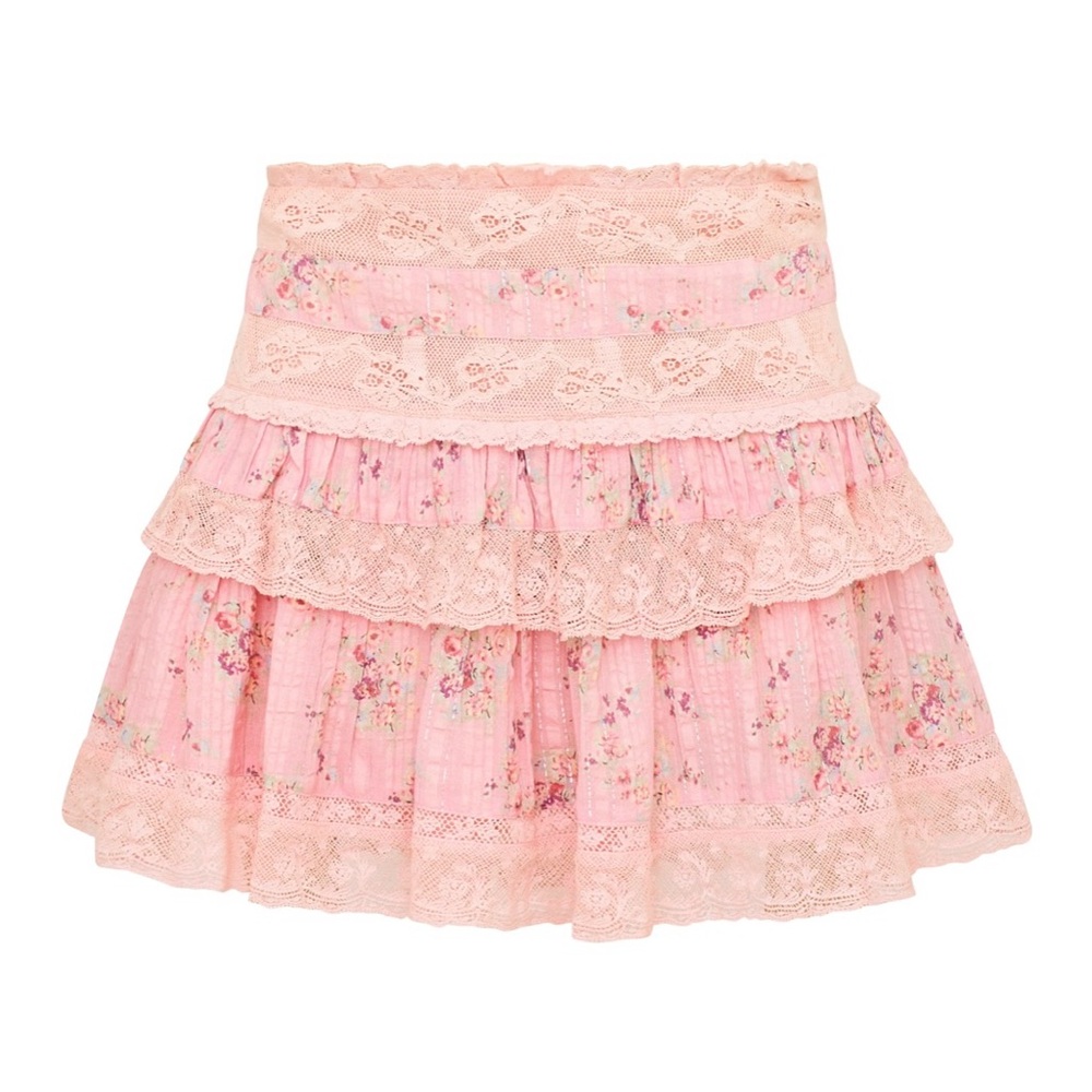 LoveShackFancy Moyer Skirt Pink Dust Size XS